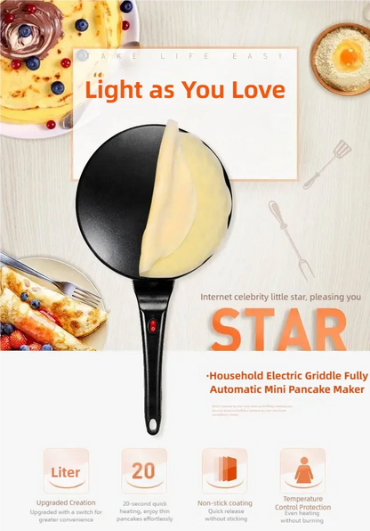 Electric Crepe Maker Cake Maker Machine Breakfast Pizza Baker Pancake Baking Pan Non-Stick Pan Chinese Spring Roll Cooking Pan