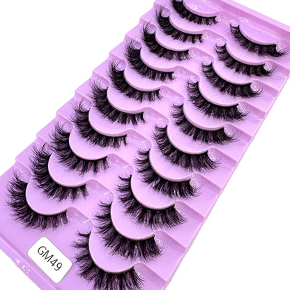 New 7/10 Pairs Faux Mink Eyelashes Handmade False Eyelashes Natural Nude Makeup Simulation Cross Messy Eye 3D Curly Eyelashes