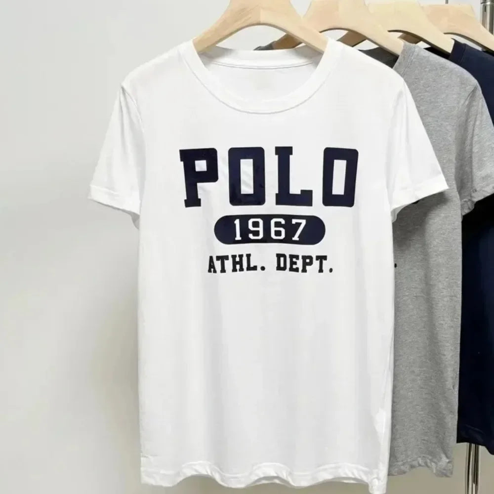 RLauren T-shirt New Polo1967 Logo Korean Popular Clothes Short Sleeve Woman Clothing Tops Women's Tops for Summer