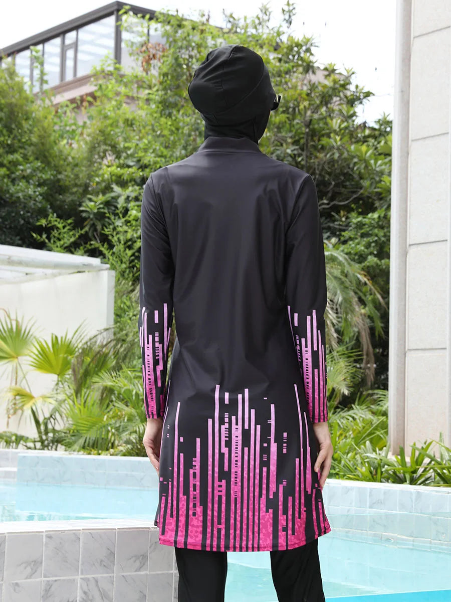 3/4PCS Muslim Burkini Women femmes Swimming Suit Modest Swimwear Islamic Long Sleeve Full Cover Hijab , Quick Drying, UPF50+