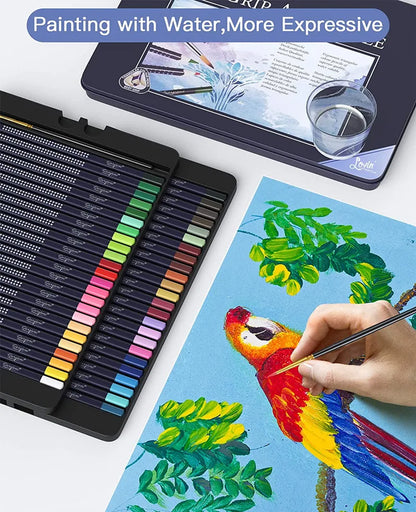 Professional Watercolor Pencil Set 12/36/48/72/120 Coloured Pencils Water Soluble Sketching Pencils with Brush Art Supplies