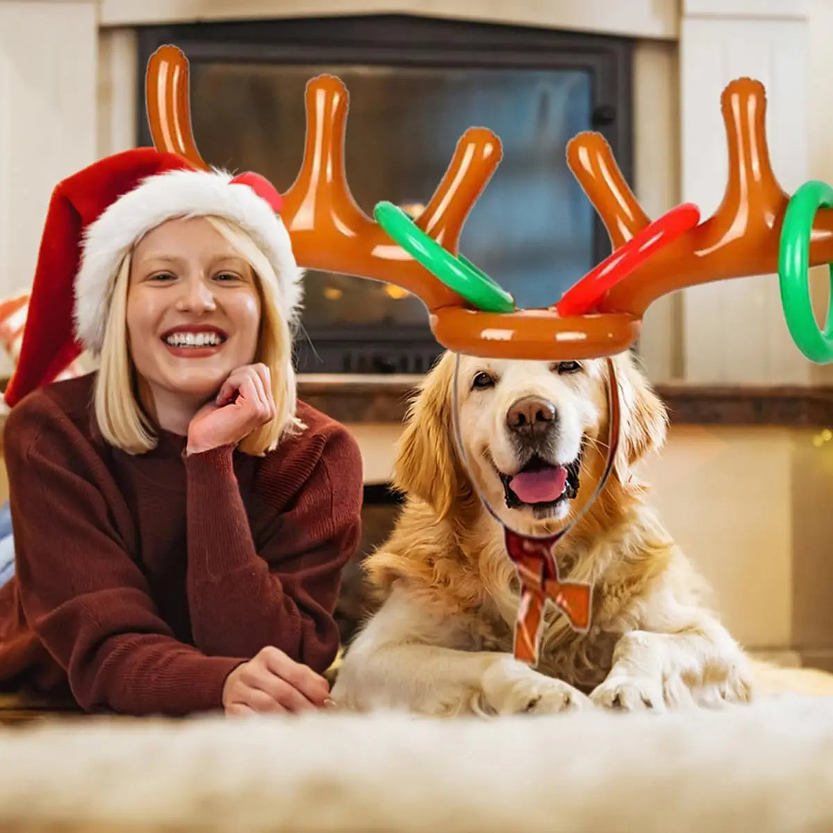 1/2/3pcs Inflatable Reindeer Antler Ring Toss Game Christmas Family Holiday Party Games Outdoor Indoor Ring Toss Xmas Gifts Toys