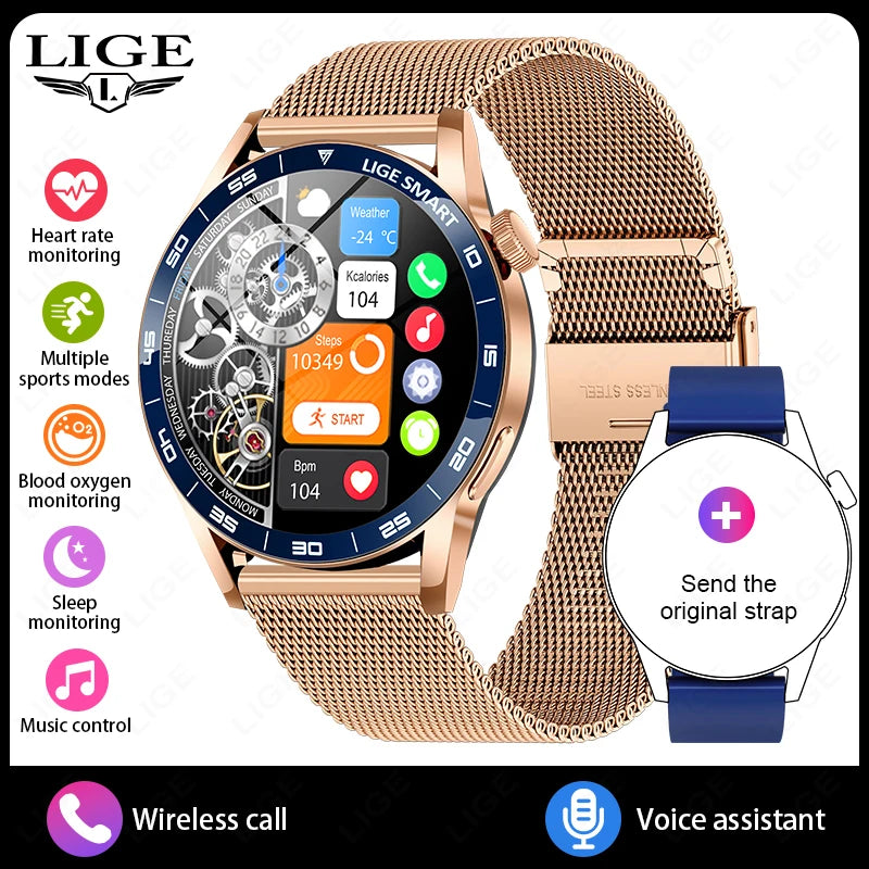 LIGE 2026 Voice Calling Smart Watch Men 1.38" HD IP68 Waterproof Sports Fitness Watches New Man Women Smartwatch For Android iOS