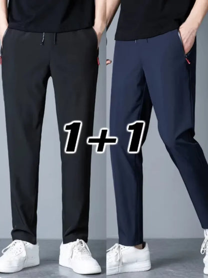 2 Pieces Men's Casual Pants Stretch Elastic Waist Jogger Korean Classic Blue Black Gray Male Brand Trousers Plus Size