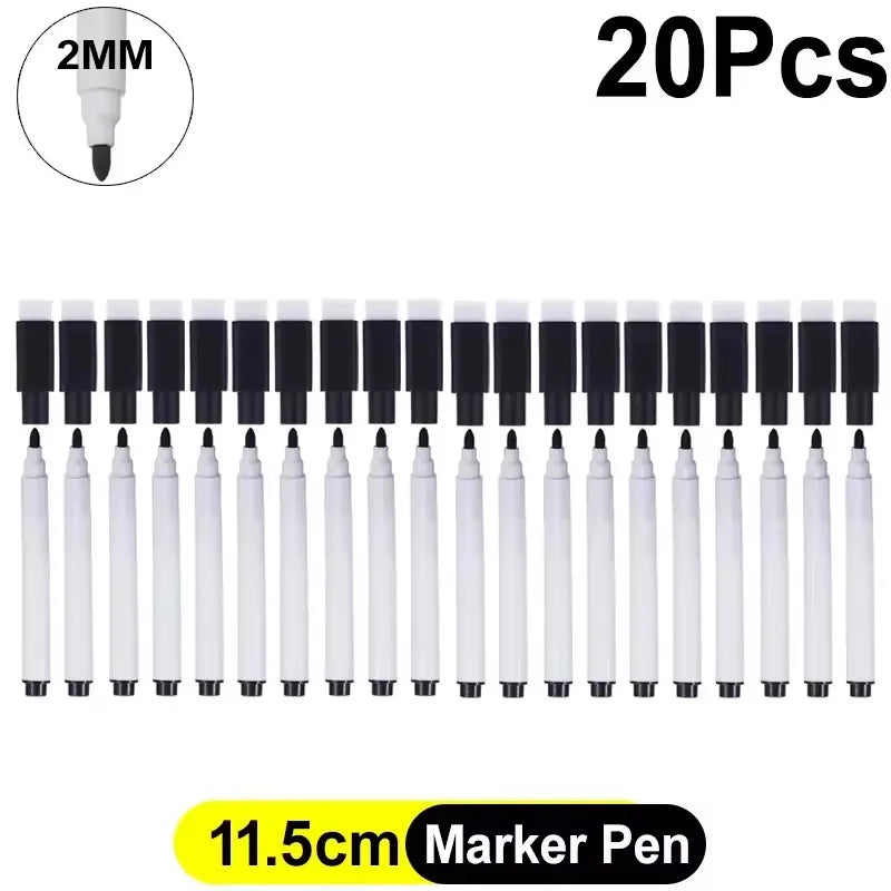 Whiteboard Marker Pen Black Dry Erase Caps 2 in 1 Markers Whiteboard Writing Drawing Pens for School Office Supplies Stationery