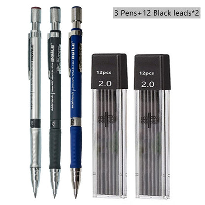 2.0mm Mechanical Pencil Black / Color Lead Refill 2B Sketching Pencil Art Sketch Painting Writing For School & Office Stationery