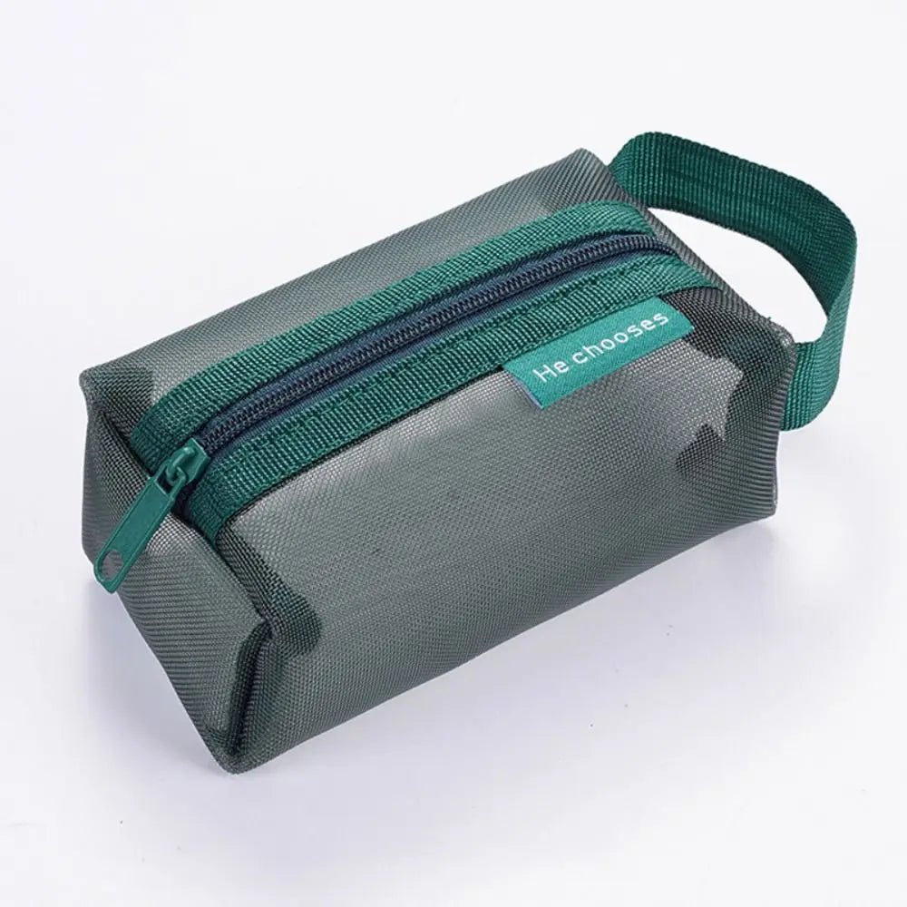 Fashion Cosmetic Bag Stationery Case Square Mesh Storage Pouch Mini Zipper Coin Purse Large Capacity Key Bags