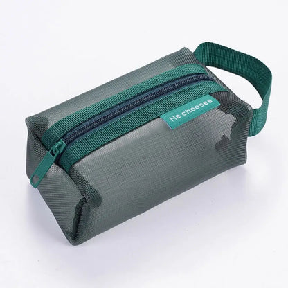 Fashion Cosmetic Bag Stationery Case Square Mesh Storage Pouch Mini Zipper Coin Purse Large Capacity Key Bags