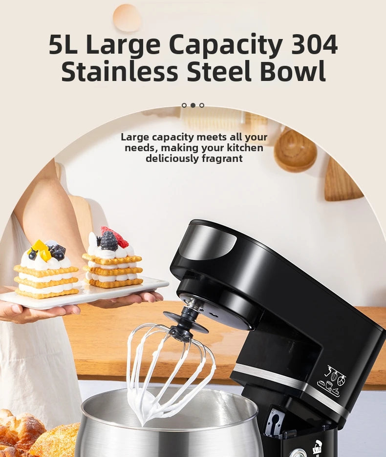 5L Stand Mixer – 3-in-1 Multifunctional Kitchen Machine with Dough Hook, Beater & Whisk,1000W Powerful Motor for Baking/Cooking