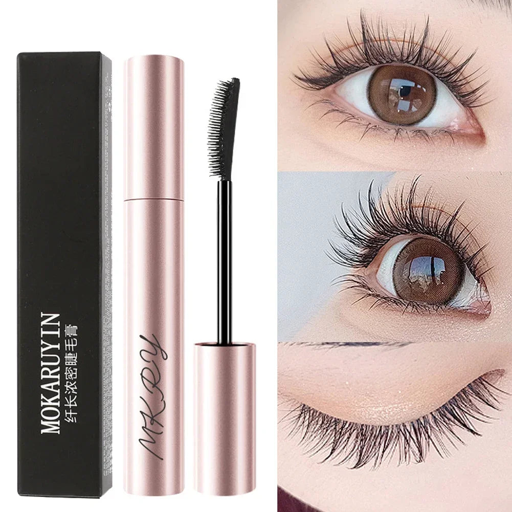 Silk Fiber Matte Mascara Makeup Ultra-Fine Brush Lengthens Eyelashes Waterproof Fast Dry Brown Black Curling Mascara Comestic