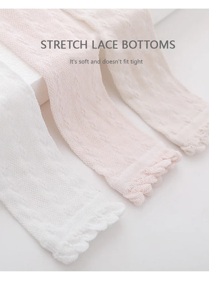 Summer Girls Pants Mesh Thin Baby Lace Pantyhose Outside Wear Summer Baby Stockingds Anti-Mosquito Kids Leggings For Girls