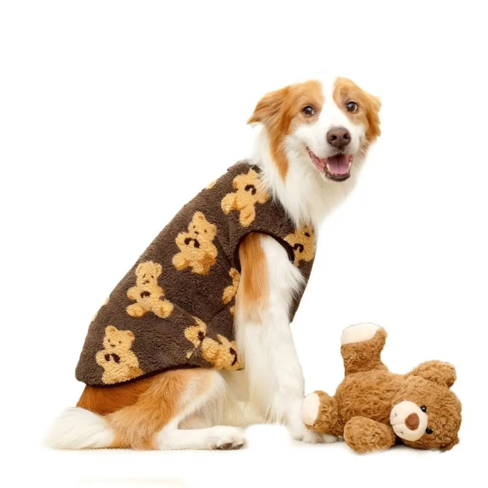 New XS-9XL Winter Puppy Clothes Cute Bear Pattern Dog Sweater Dog Vest Warm Fleece Pet Supplies Vest Pitbull New Year's Gift