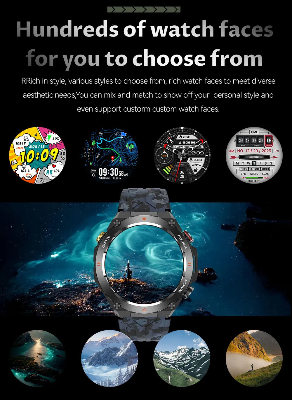 2025 GPS New Men Dual-band Positioning Smart Watch Men AMOLED Compass Waterproof 650mAh Battery Military Sport Watches New