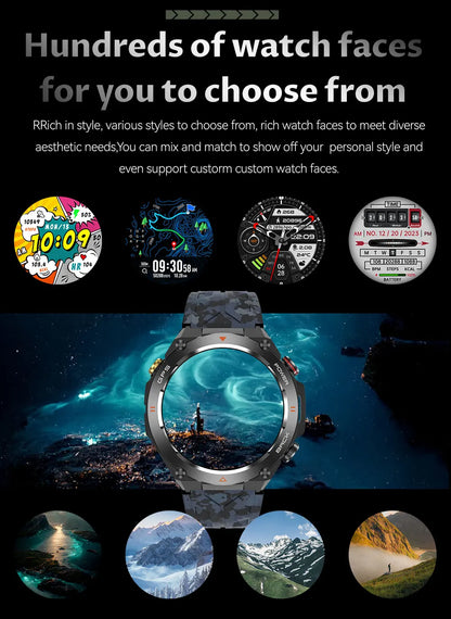 2025 GPS New Men Dual-band Positioning Smart Watch Men AMOLED Compass Waterproof 650mAh Battery Military Sport Watches New