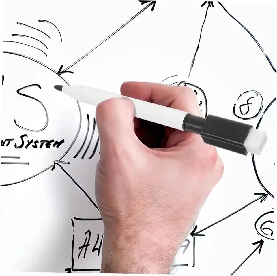 Whiteboard Marker Pen Black Dry Erase Caps 2 in 1 Markers Whiteboard Writing Drawing Pens for School Office Supplies Stationery