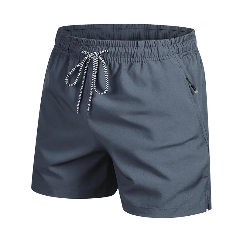 2025 New Summer Men's Beach Shorts Beach New Models Solid Color Fashion Leisure Comfortable Elastic Waist Double Pockets Cool