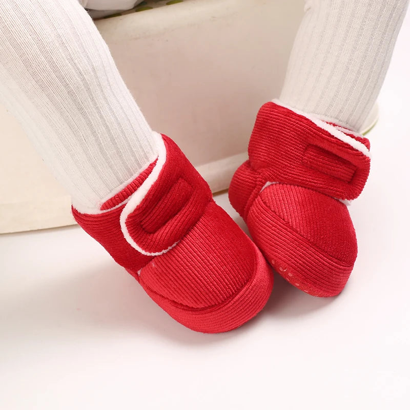 Winter Baby Cotton Shoes Thick Plush Snow Boots Soft Casual Walking Shoes for 0-18 Month Old Comfortable Toddler Footwear