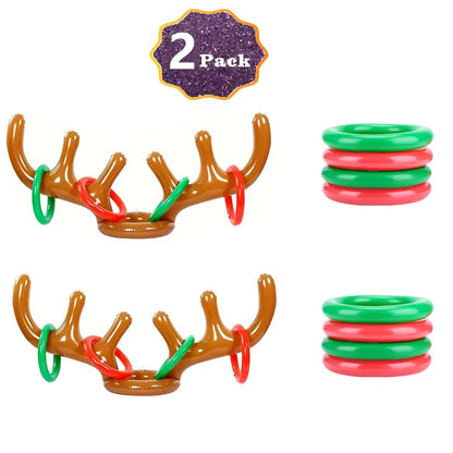1/2/3pcs Inflatable Reindeer Antler Ring Toss Game Christmas Family Holiday Party Games Outdoor Indoor Ring Toss Xmas Gifts Toys