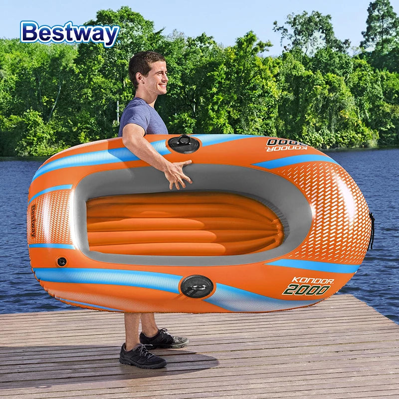 Bestway 61136/61140/61142/61146 1-3 Person Heavy Duty Inflatable Kayak - Long Lasting PVC Rafting Adventure Boat for Thrilling