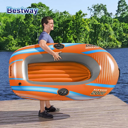 Bestway 61136/61140/61142/61146 1-3 Person Heavy Duty Inflatable Kayak - Long Lasting PVC Rafting Adventure Boat for Thrilling