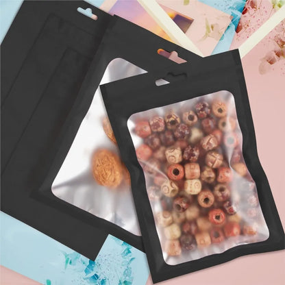 10/50 Pcs Resealable Mylar Bags, Sealable Odor Proof Foil Pouch Bag with Clear Window Jewelry Small Bussiness Packaging Supplies