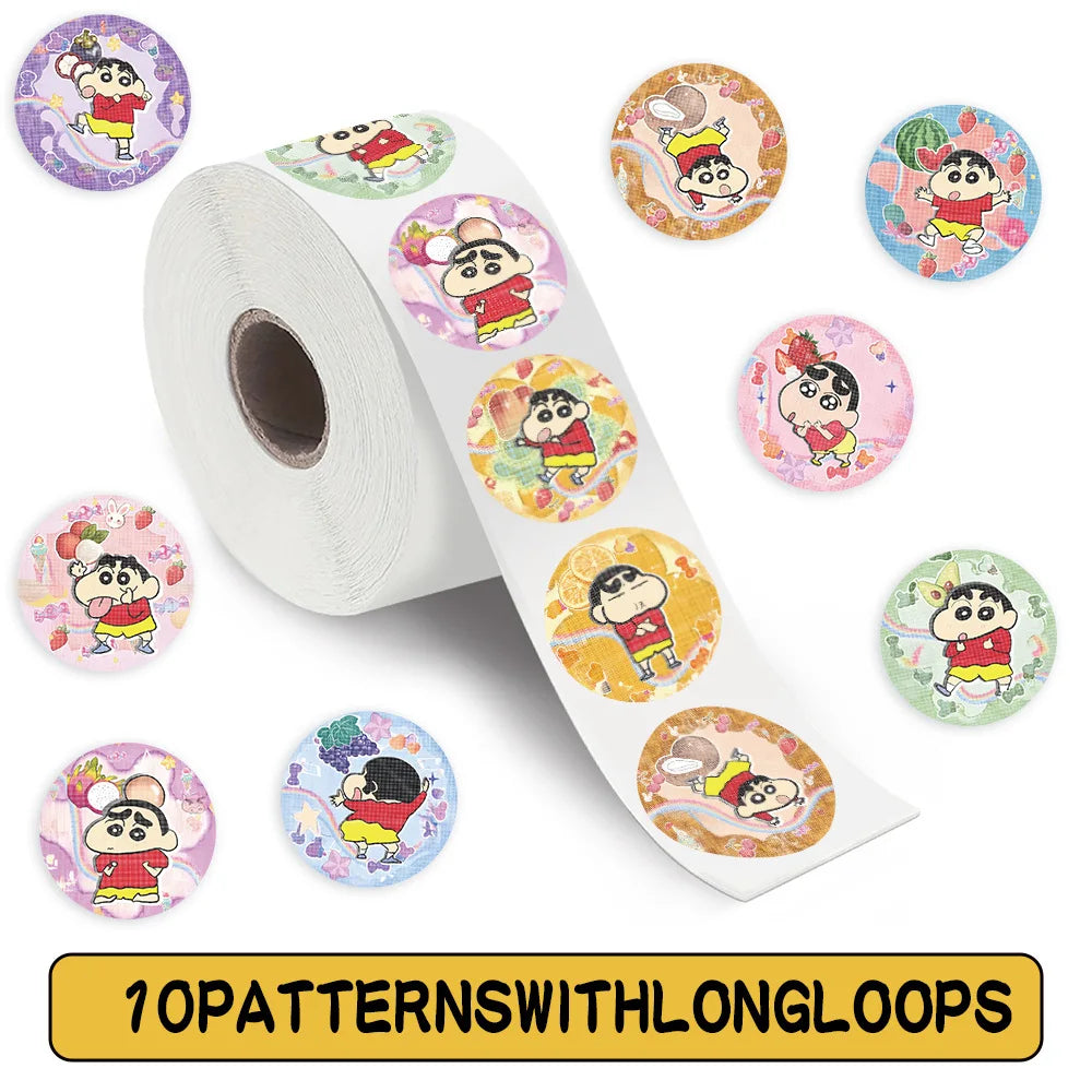 500pcs/Roll Crayon Shin-chan Anime Cartoon Sealing Sticker DIY PVC Laptop Decals Decoration Stiker Reward Gift Toys