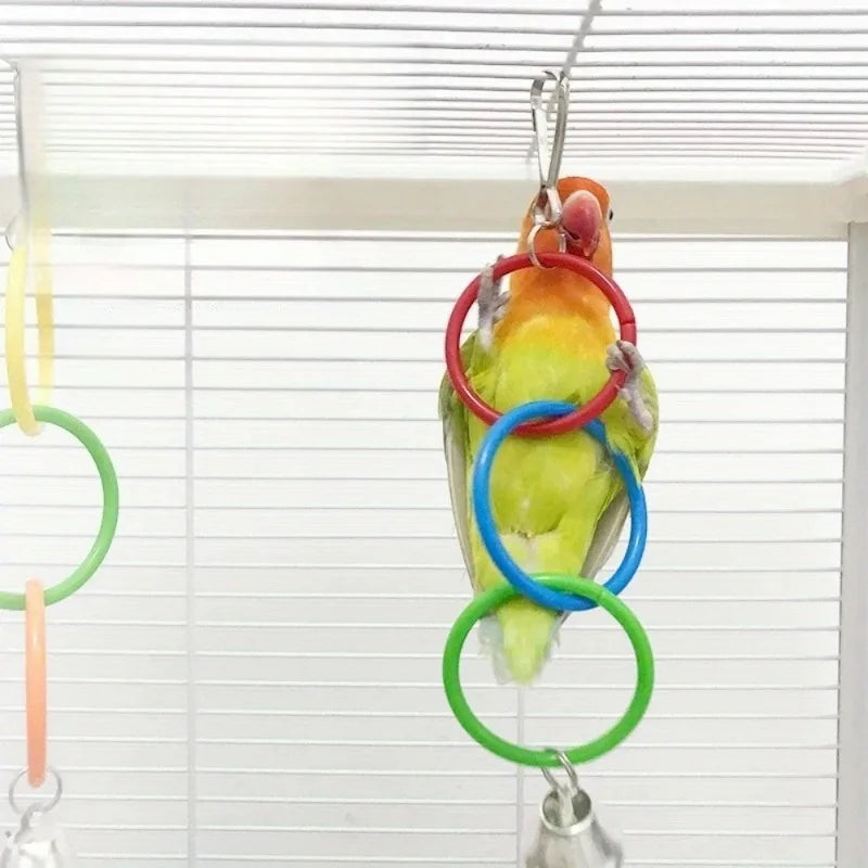 Parrot Toys Colorful Parrot Climbing and Chewing Toy with Bell Bird Swing Toys for Nibbling and Playing