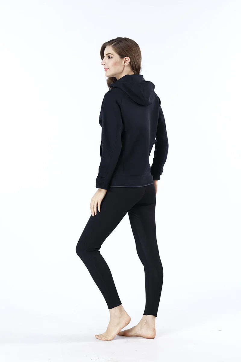 Unisex 2MM Neoprene Long Sleeves Jacket Hooded Cold and Waterproof Warm Top Windbreaker for Men and Women