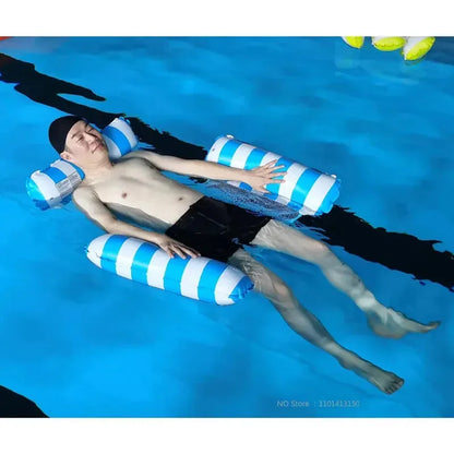 Adult inflatable water mat、Foldable reclining chair with backrest、Inflatable striped floating bed、Single hammock