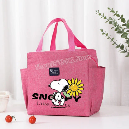 Snoopys Portable Lunch Drink Carrier Insulated Bag Fresh Cooler Pouch Food Thermal Box Tote Picnic Container Bags Cute Kids Gift
