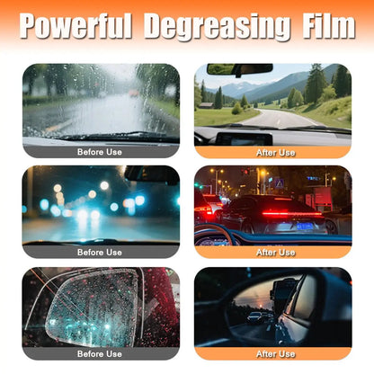 Glass Oil Film Remover for Car, 100ml Roll-On Glass Compound with Cleaning Board, Removes Oil Film & Smudges, Improve Clarity