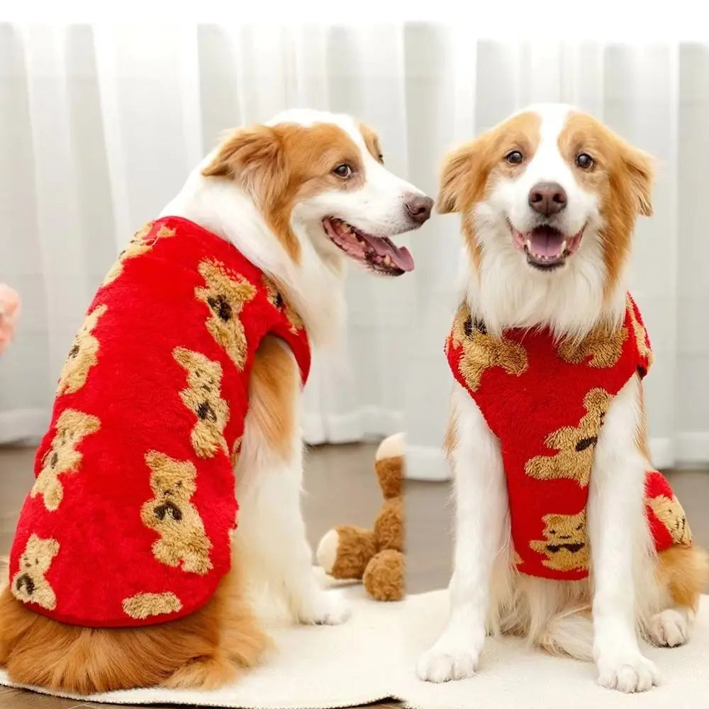 New XS-9XL Winter Puppy Clothes Warm Fleece Dog Sweater Dog Vest Cute Bear Pattern Pet Supplies Vest Pitbull New Year's Gift