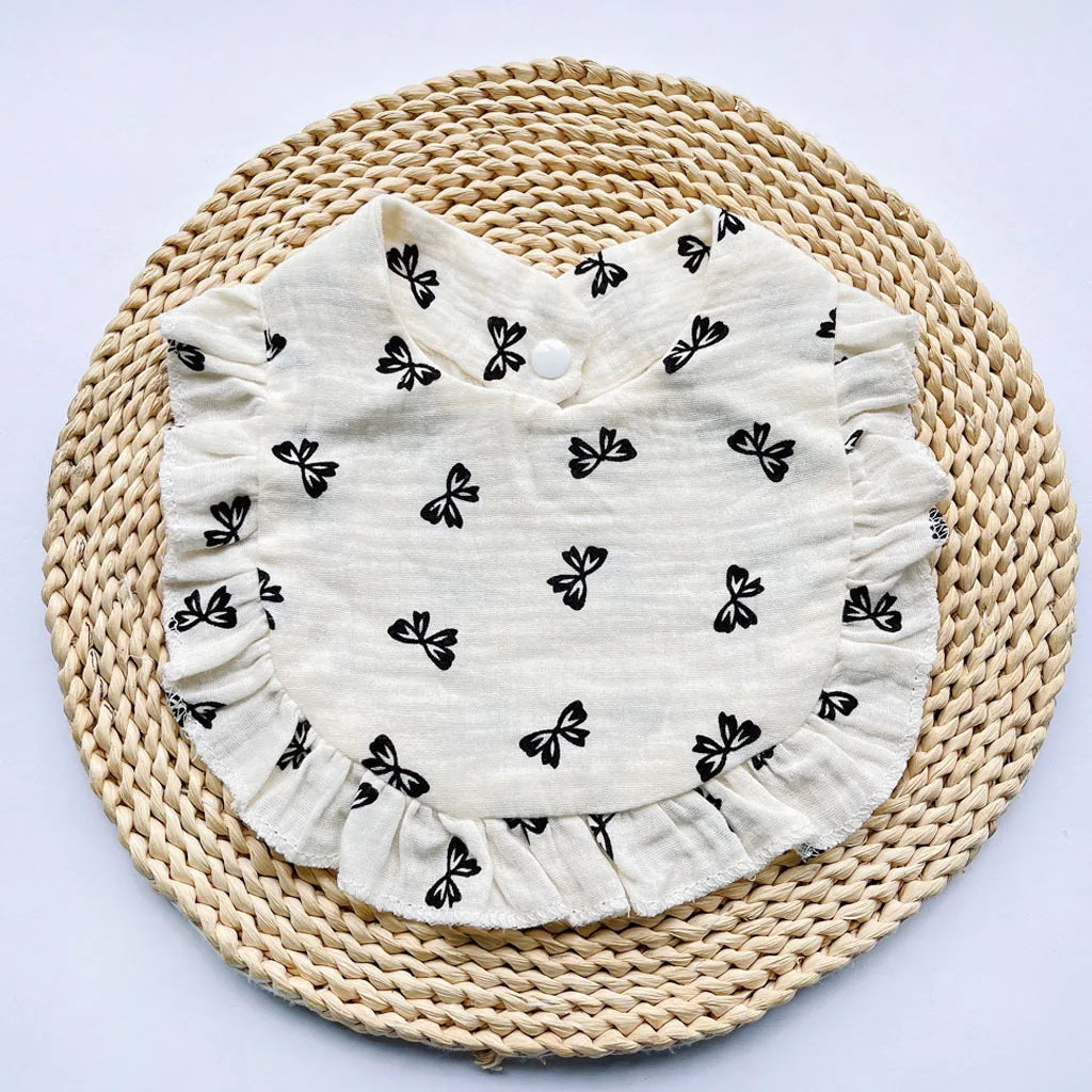 New Spring and Summer Baby Small Floral Bib, Girls' Gauze Ruffle Bib, Cute Baby Drool Towel