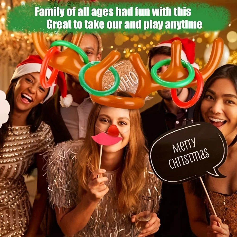 1/2/3pcs Inflatable Reindeer Antler Ring Toss Game Christmas Family Holiday Party Games Outdoor Indoor Ring Toss Xmas Gifts Toys
