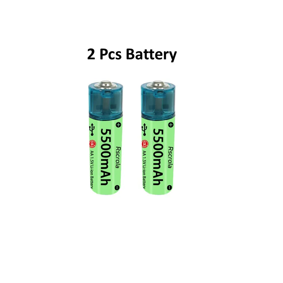 Universal AA Rechargeable Battery Durable 5500mAh Li-ion Battery AA USB Direct Charging for Toys Clocks Game Controllers Cameras