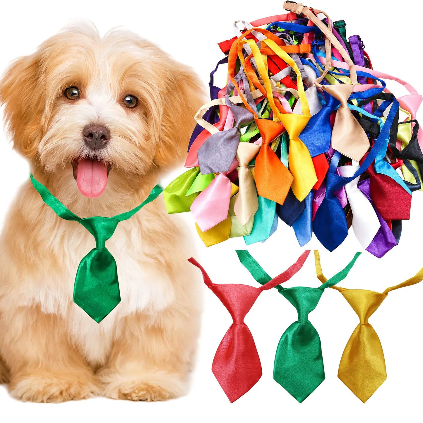 Pet Bowties 30/50/100PCS Dog Tie Collars Bulk Adjustable Dog Bow Ties Solid Color Cat Neckties Pet Supplies For Dogs and Cats
