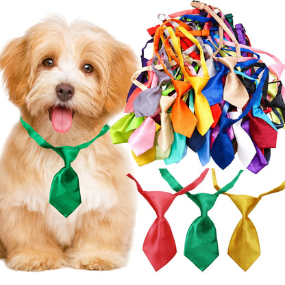 Pet Bowties 30/50/100PCS Dog Tie Collars Bulk Adjustable Dog Bow Ties Solid Color Cat Neckties Pet Supplies For Dogs and Cats