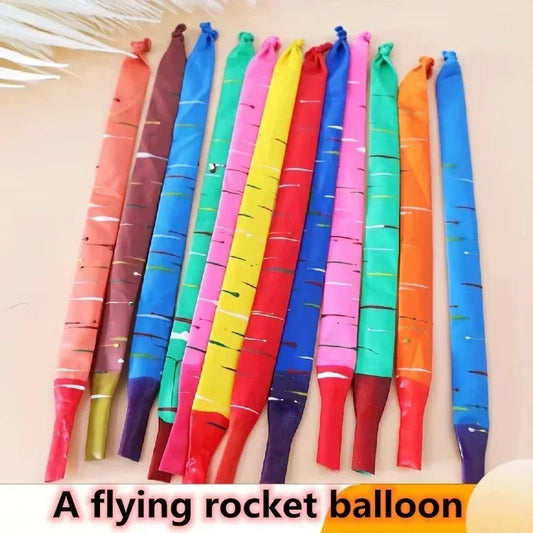 10/20pcs Mixed Color Long Latex Rocket Balloon Flying Squeaking Birthday Party Decoration Classic Toys