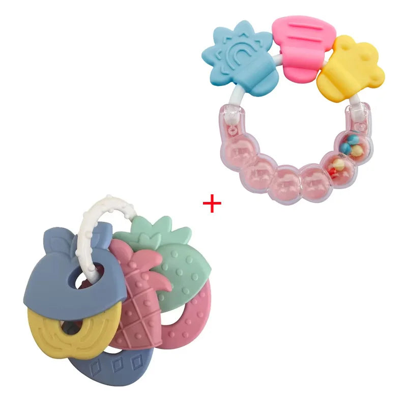 Silicone Teethers for Baby Things Newborn Chews Food Grade Teethers Training Bed Toy  Baby fruit item Feeding Infant Rattle
