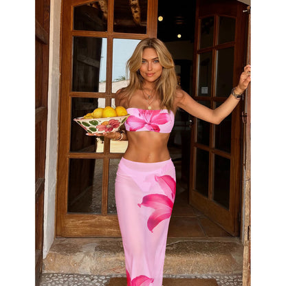 New Bikini Beach Skirt Tunics for Beach Long Leaves Print Bikini Cover up Robe de Plage Sarong Beach Swimsuit cover-ups