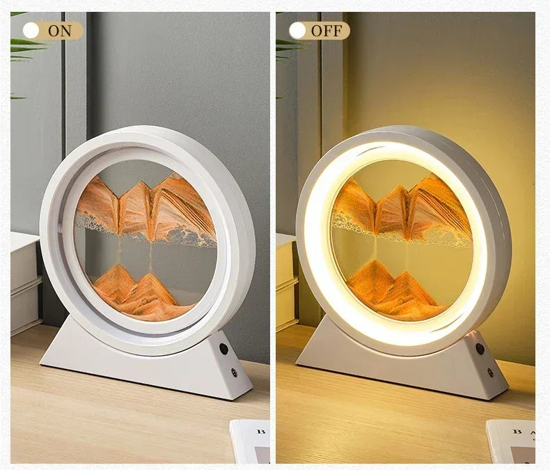 Sandscape Kinetic Sand Art Picture Quicksand Table Lamp Dynamic Liquid Hourglass Moving Sand Painting Flowing Sand Home Decor