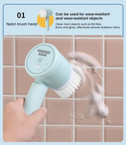 2025 Cordless Electric Spin Scrubber - 5 Brush Heads, IPX7 Waterproof, Rechargeable Bathroom Cleaner for Tile/Shower/Grout
