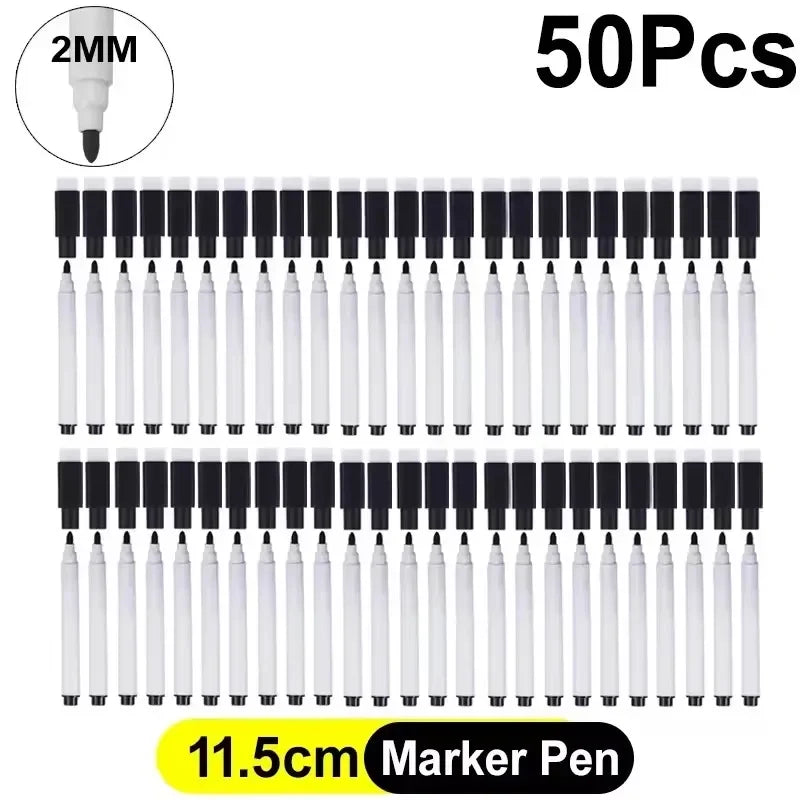 Whiteboard Marker Pen Black Dry Erase Caps 2 in 1 Markers Whiteboard Writing Drawing Pens for School Office Supplies Stationery