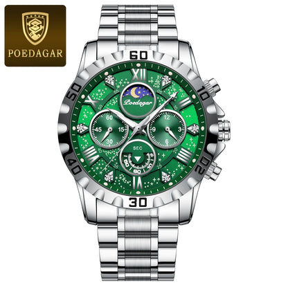 POEDAGAR Luxury Brand Men Watch Chronograph Waterproof Stainless Steel Luminous Male Watch Quartz Fashion Watches For Men Reloj
