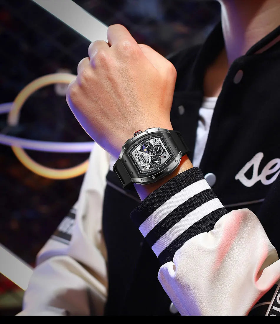 Relogio Masculino FOXBOX Men Watch LIGE Top Brand Luxury Military Square Watch Men Military Waterproof Quartz Watches For Men
