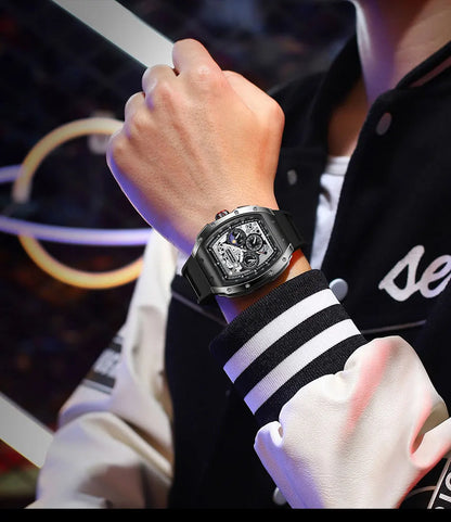Relogio Masculino FOXBOX Men Watch LIGE Top Brand Luxury Military Square Watch Men Military Waterproof Quartz Watches For Men