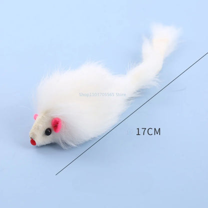Cat Mice Toys False Mouse Cat Toy Long Tail Mice Soft Real Rabbit Fur Toy For Cats Plush Rat Playing Chew Toy Pet Supplies