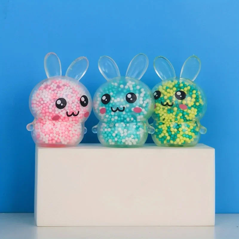 1PCS  Squishy Bunny Stress Balls with Light Stress Relief Toy Girls Kids Fidget Toys Colorful Rabbit for Easter Basket Stuffers