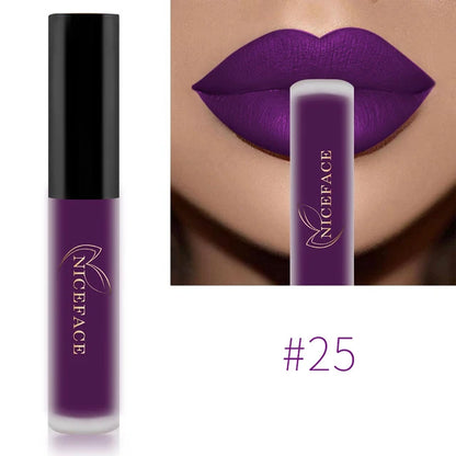 NICEFACE Nude Matte Liquid Lipsticks Waterproof Long Lasting Lip Gloss Sexy Red Velvet Lip Tint Women Makeup Cosmetics Batom