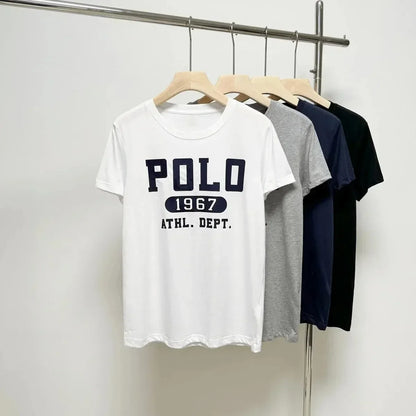 RLauren T-shirt New Polo1967 Logo Korean Popular Clothes Short Sleeve Woman Clothing Tops Women's Tops for Summer